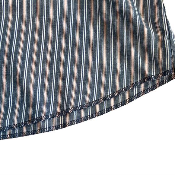 Corral West Ranchwear Blue Vertical Stripe Collard Snap Button Up Shirt Medium - Picture 4 of 7